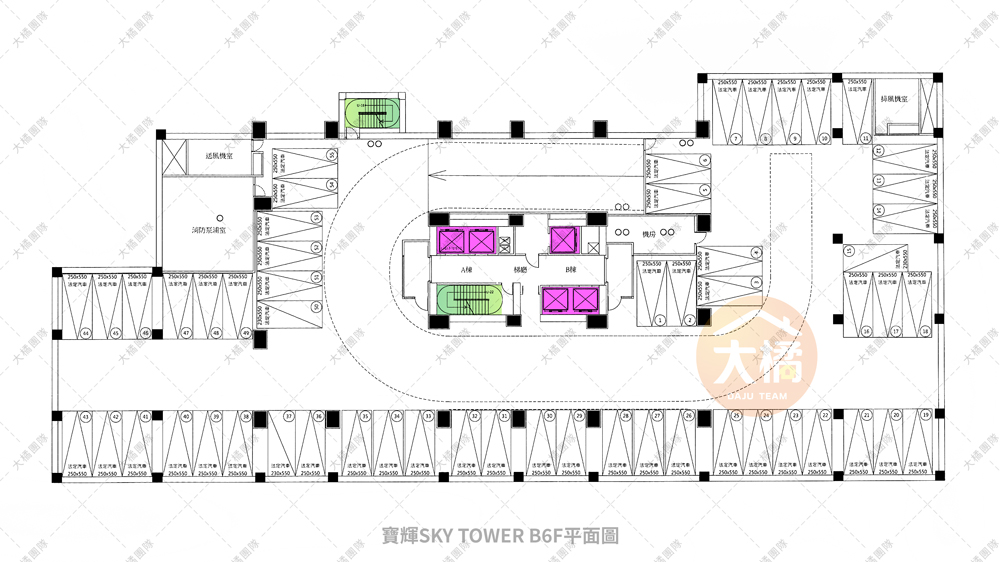 寶輝SKY TOWER-停車場配置B6F