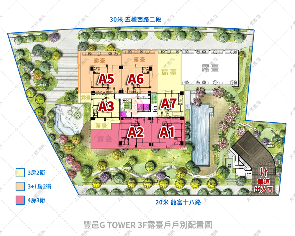 豐邑G TOWER-3F戶別配置圖