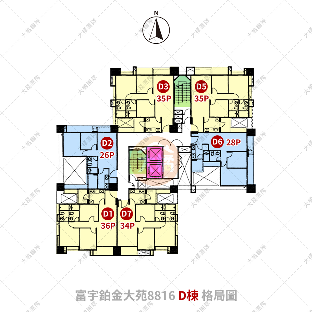 富宇鉑金大苑8816-D棟格局圖