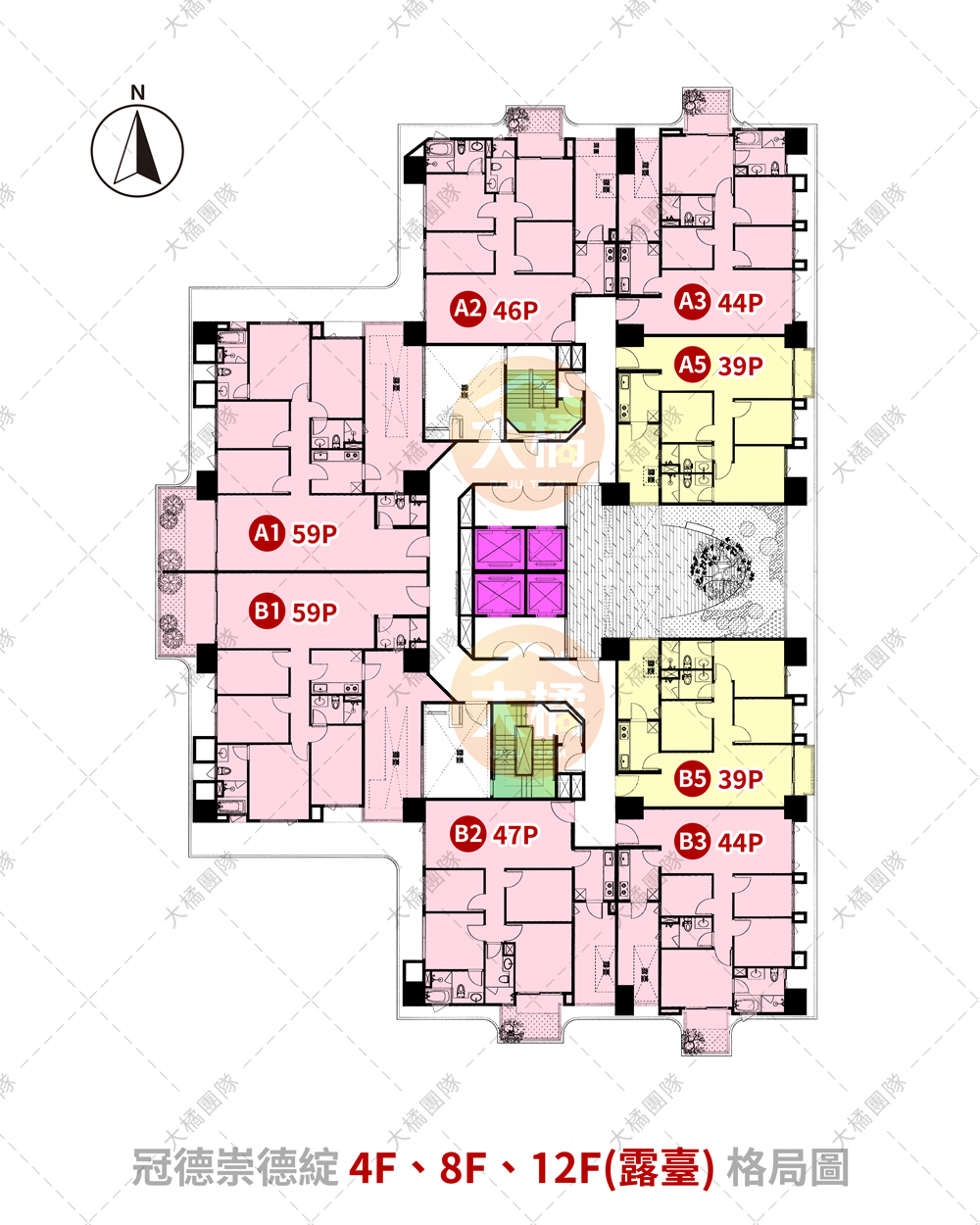冠德崇德綻-4F、8F、12F露臺格局圖