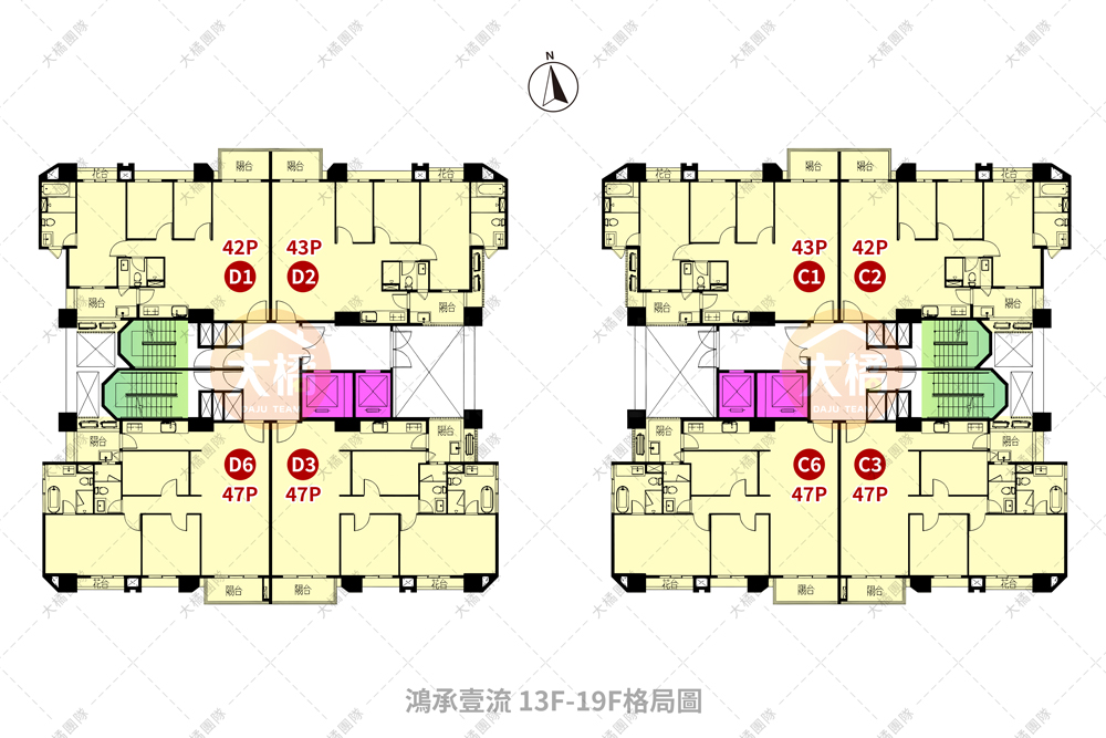 鴻承壹流-13F-19F格局圖