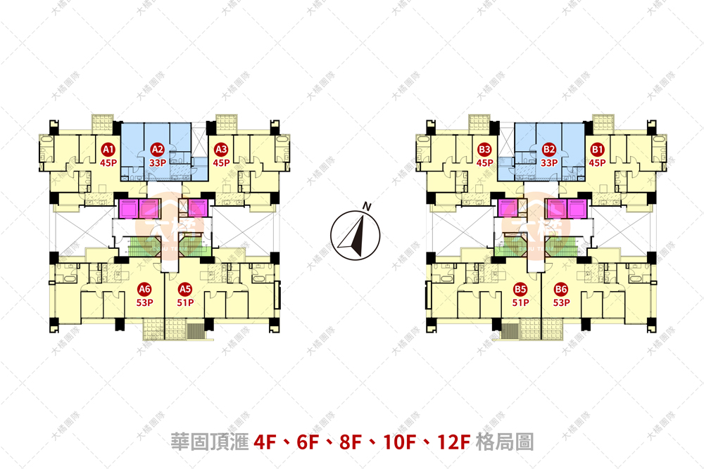 華固頂滙-4F、6F、8F、10F、12F格局圖