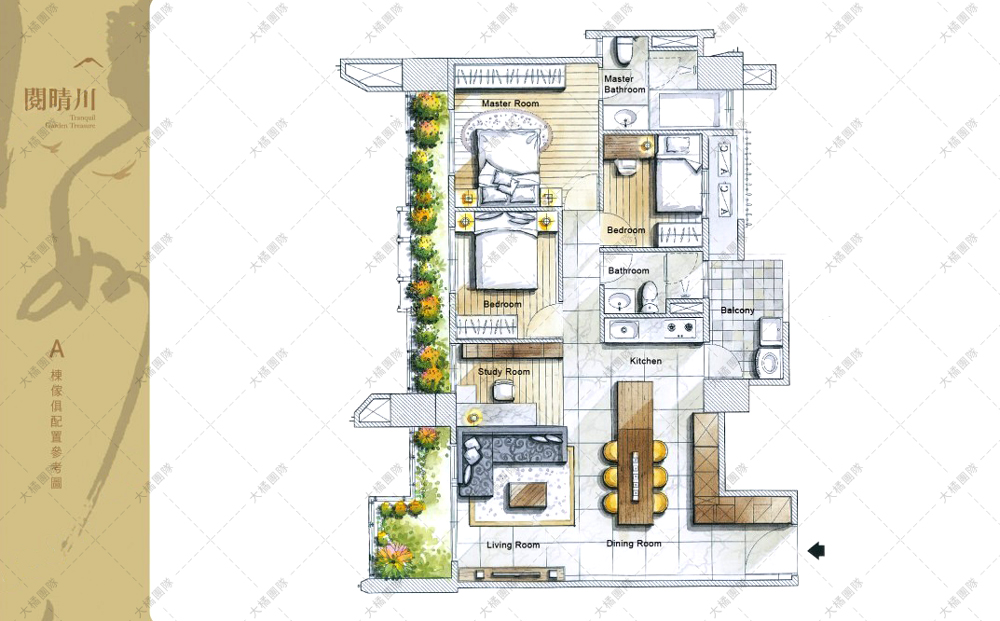 鉅擘閱晴川-A戶 家具配置圖
