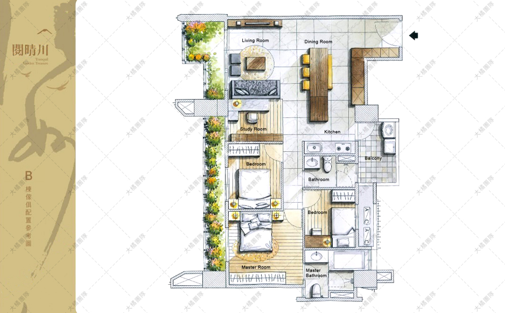 鉅擘閱晴川-B戶 家具配置圖