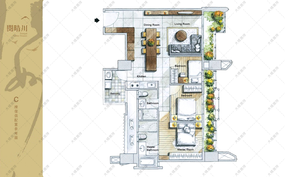 鉅擘閱晴川-C戶 家具配置圖