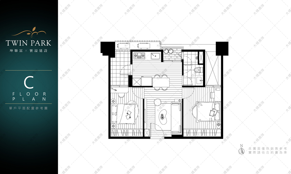 坤聯富TWIN PARK-C戶 家具配置圖