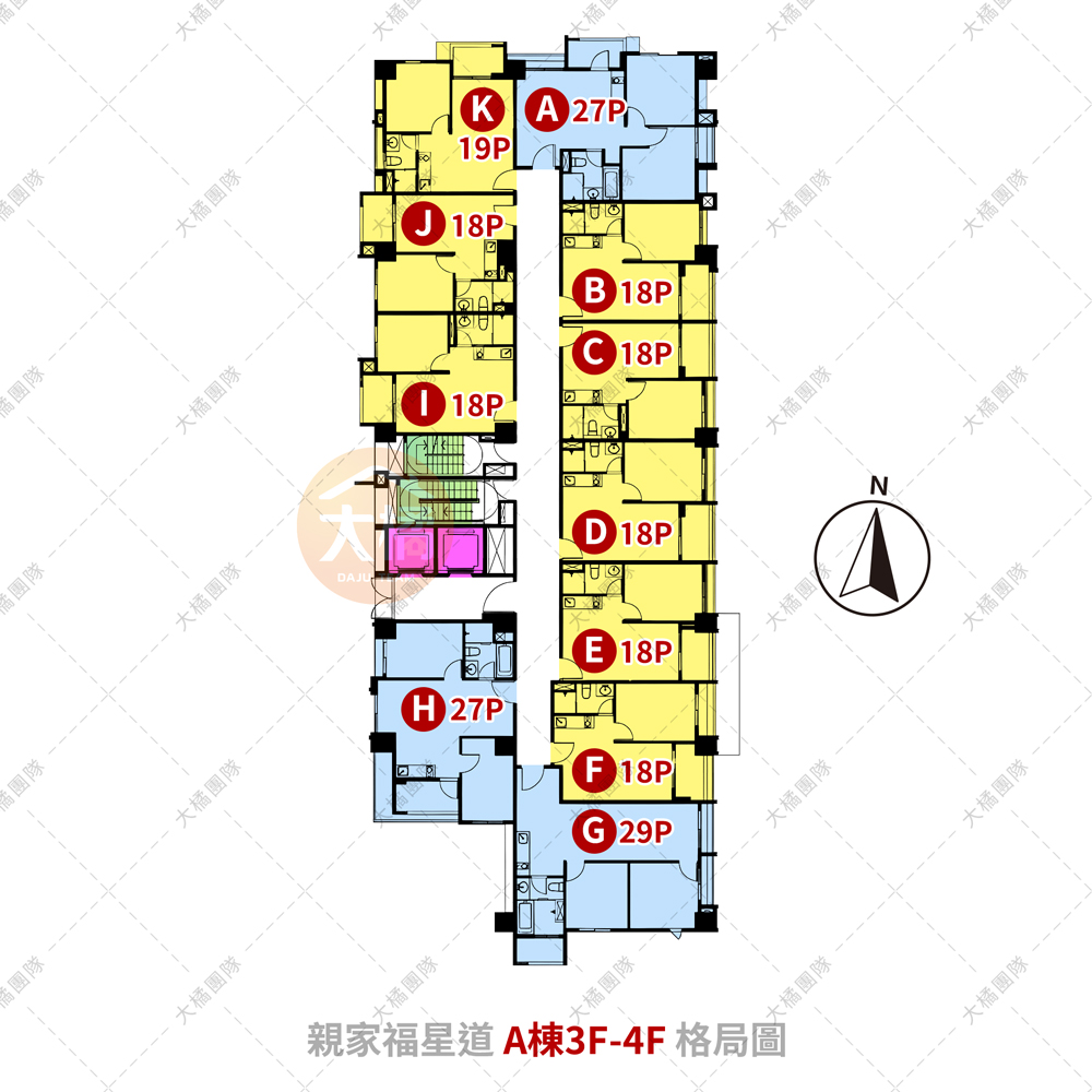親家福星道-A棟3F-4F格局圖