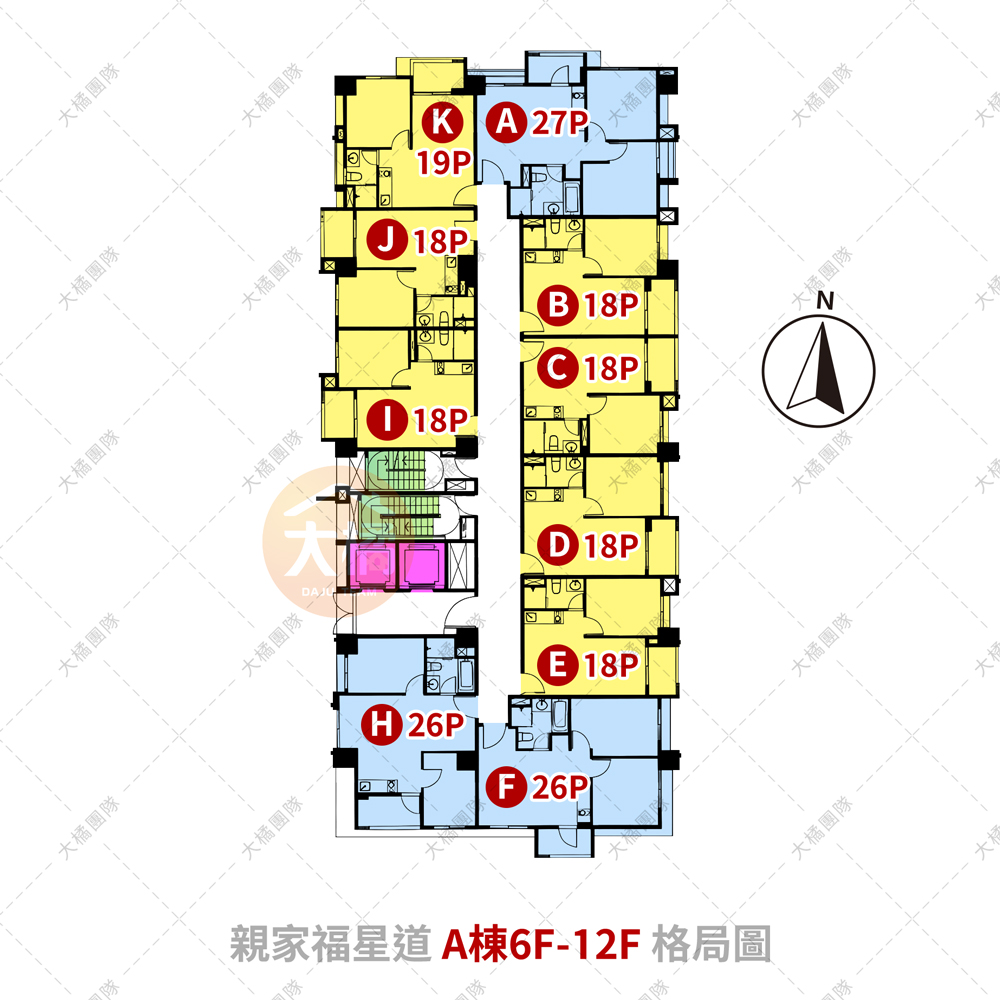 親家福星道-A棟6F-12F格局圖