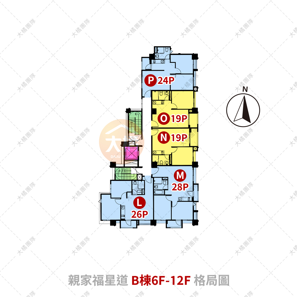 親家福星道-B棟6F-12F格局圖