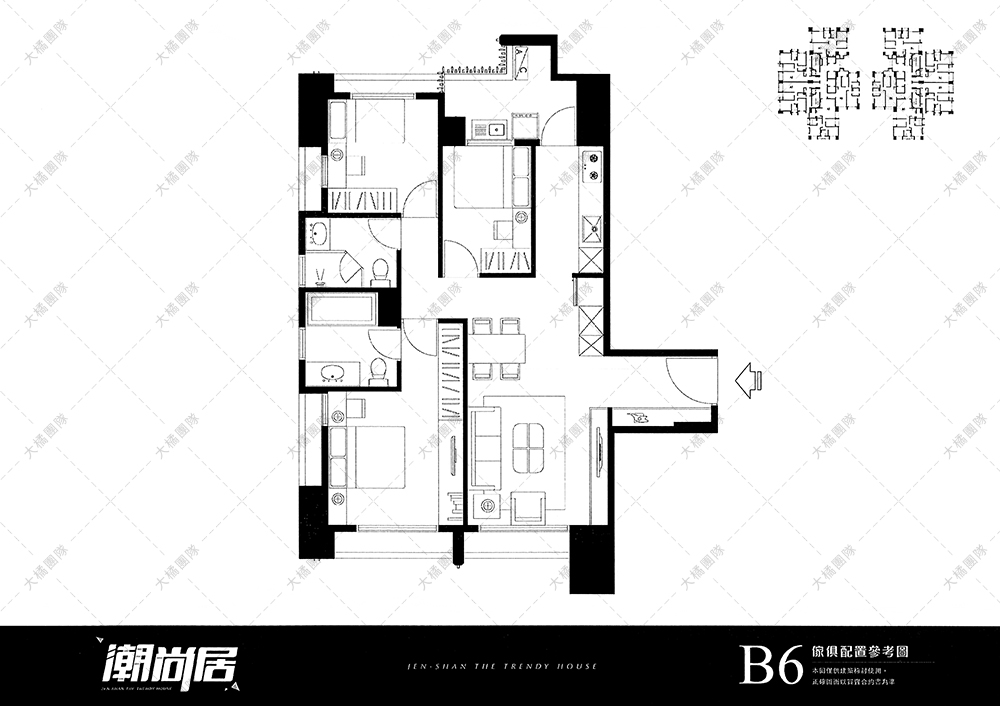 仁山潮尚居-B6戶家具配置圖