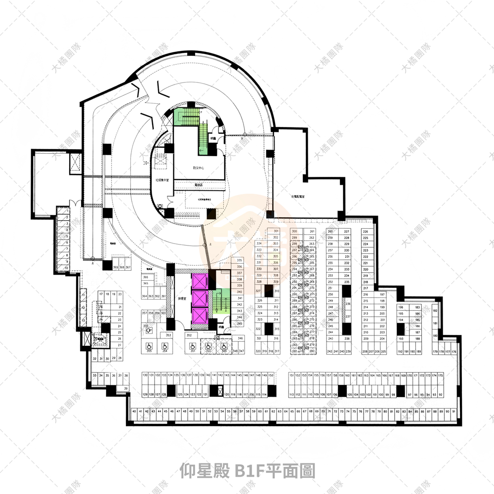 仰星殿-停車場配置B1F