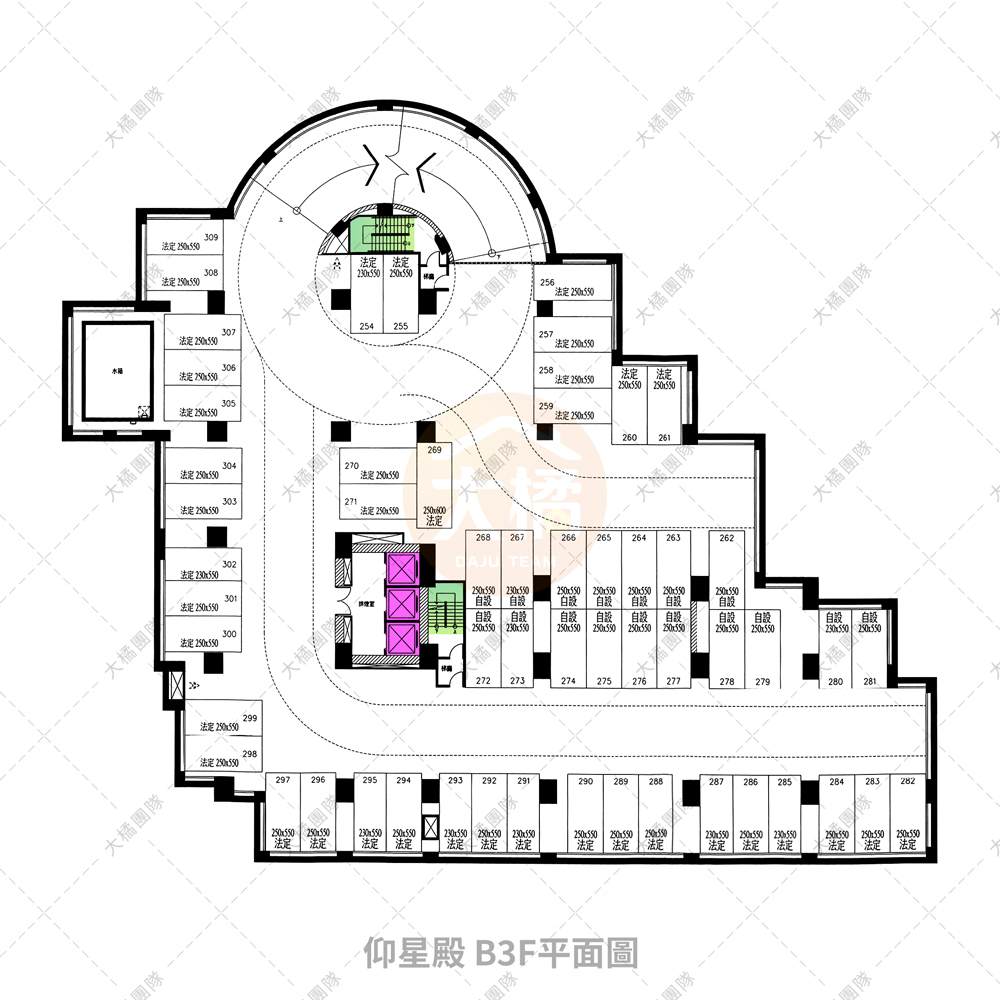 仰星殿-停車場配置B3F