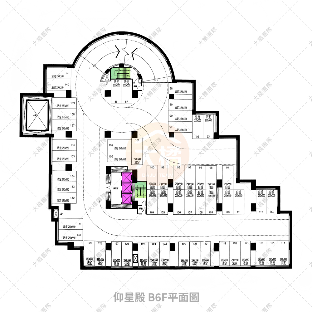仰星殿-停車場配置B6F